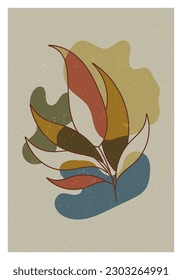 Wall Art, poster, canvas design. Contemporary style leaf branch. Ready for printing and for home interior decoration