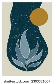 Afiche de Wall Art. Diseño de lienzo. Textura gruesa rama de la hoja contemporánea o floral. Listo para imprimir y para la decoración interior del hogar