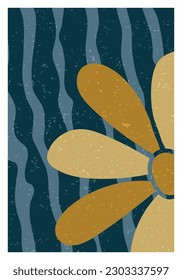 Wall Art. Poster. Canvas design. Grungy texture abstract contemporary leaf branch or floral shape. Ready for printing and for home interior decoration