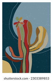Afiche de Wall Art. Diseño de lienzo. Cactus de estilo contemporáneo de textura gruesa. Listo para imprimir y para la decoración interior del hogar