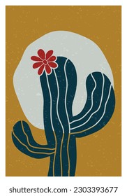 Afiche de Wall Art. Diseño de lienzo. Cactus de estilo contemporáneo. Listo para imprimir y para la decoración interior del hogar