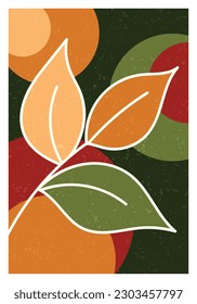 Afiche de Wall Art. Diseño de lienzo. Plantas de estilo contemporáneo y ramas de árboles. Listo para imprimir y para la decoración interior del hogar
