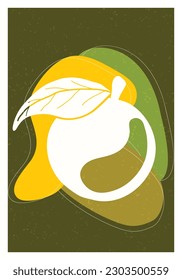 Wall Art. Poster. Canvas design. Grungy contemporary style orange fruit. Ready for printing and for home interior decoration