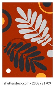 Wall Art. Poster. Canvas design. Contemporary style leaves and tree branches. Ready for printing and for home interior decoration