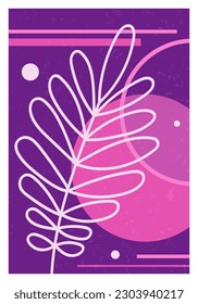 Afiche de Wall Art. Diseño de lienzo. Hojas de estilo contemporáneo púrpura y rosa. Listo para imprimir y para la decoración interior del hogar