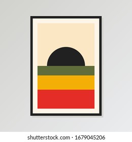 Wall Art Print, Bauhaus poster, Retro Digital Art Print, Unique Home decor. Old pop colors palette. Poster size 24x36 in. Vector EPS 10