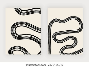 Wall art prints with black hand drawing lines