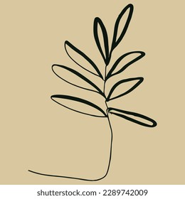 Wall art vector. Foliage line art drawing with abstract shape. Abstract Plant Art design for print, cover, wallpaper, Minimal and natural wall art. Vector illustration.