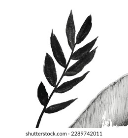 Wall art vector. Foliage line art drawing with abstract shape. Abstract Plant Art design for print, cover, wallpaper, Minimal and natural wall art. Vector illustration.