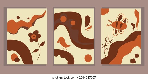 Wandkunst, Vektorgrafik. Vogel, Biene und Blumengrafik. geeignet zum Bedrucken für die Innendekoration