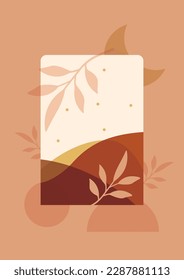 Wall art vector illustration. Foliage line art drawing with abstract shape. Abstract Plant Art design for print, cover, wallpaper, Minimal and natural wall art. 