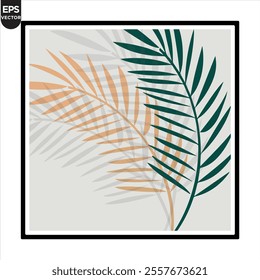 wall art vector illustration of long leaves with canvas