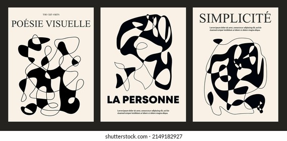 Wall art, vector set. Boho art drawing. Abstract Art design for print, cover, wallpaper, Minimal wall art.