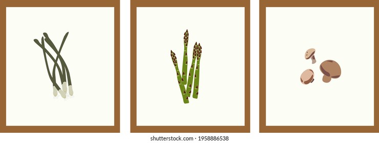 Wall art vector set.Art design for print, cover, wallpaper, Minimal and natural wall art.Great for Caffe,rest.suitable for cafes, restaurants, kitchens wall art.