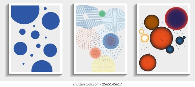 Wall art vector set. Rounded line art drawing with abstract shapes. Abstract Art Designs for prints, covers, wallpaper, minimal and natural wall art. Vector illustration