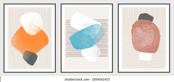 Wall art watercolor abstract art background frame. Abstract design with doodles and various shapes. modern art isolated vector graphic. minimalistic geometric frames hand painted, vector illustration 