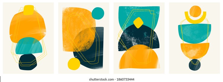 Wall art watercolor minimalistic abstract art background . Abstract design doodles various shapes. modern art isolated vector graphic. minimalistic geometric frames hand drawn, vector illustration