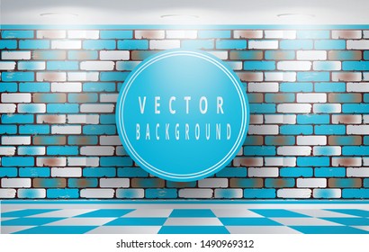 The wall background is blue and white, abstract, with shadows and lights reflected against the beautiful wall. For work cards, business cards, or various background illustrations - vector
