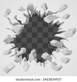 A wall background exploding with a hole breaking through it design