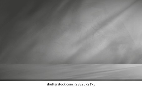 Wall Background With Floor Concrete Texture And Cement Gray Marble Room. Grey Brick Empty Grunge Plaster With Minimal 3D Gallery Surface, Horizon Studio And Horizontal Dark Display Space Loft.