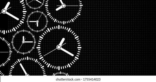 Wall background with round wall clocks.