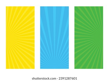 Wall banner set with abstract colorful sunburst rays. Abstract texture with flash. sunbeams