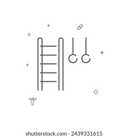 Wall bars and gymnastic rings simple vector line icon. Symbol, pictogram, sign isolated on white background. Editable stroke. Adjust line weight.