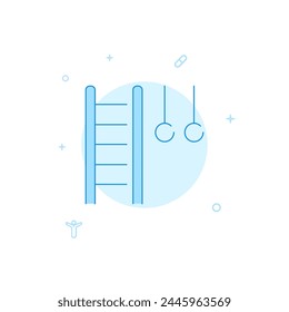 Wall bars and gymnastic rings vector icon. Flat illustration. Filled line style. Blue monochrome design. Editable stroke. Adjust line weight.