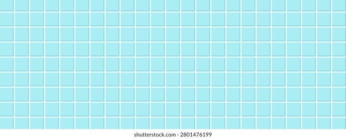 Wall bathroom pool and pattern texture kitchen with background tile square. Blue ceramic mosaic and white floor seamless with swimming 3d toilet. Grid wall abstract and clean pattern water.
