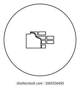Wall black icon in circle outline