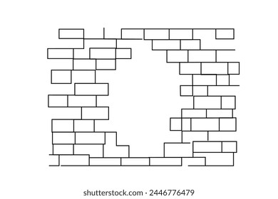 wall blocks middle empty advertising stones background one line art design vector