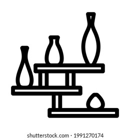 Wall Bookshelf Icon. Bold outline design with editable stroke width. Vector Illustration.