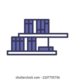 Wall Bookshelf Icon. Editable Bold Outline With Color Fill Design. Vector Illustration.