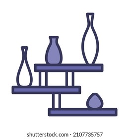 Wall Bookshelf Icon. Editable Bold Outline With Color Fill Design. Vector Illustration.