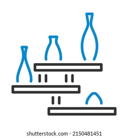 Wall Bookshelf Icon. Editable Bold Outline With Color Fill Design. Vector Illustration.