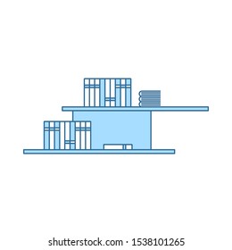 Icono de la estantería de pared. Línea Delgada Con Diseño De Relleno Azul. Ilustración vectorial.