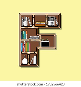 wall bookshelves flat design vector 