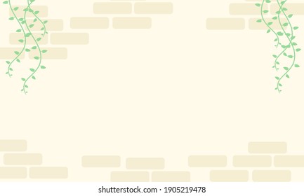 Wall brick background.with vines grip on wall.Have free space for text.Flat design style.Vector illustration about wall background.