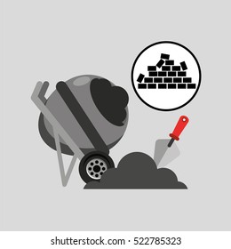 wall brick concrte mixer design vector illustration eps 10