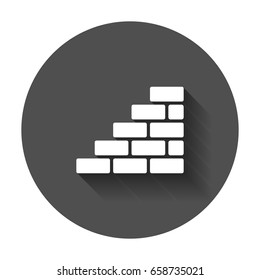 Wall brick icon in flat style. Wall symbol illustration with long shadow.