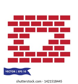 wall brick icon symbol sign, vector, logo template, eps 10