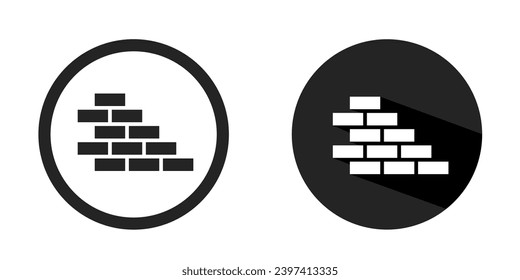 Logo de ladrillo de pared. Diseño vectorial de los iconos de ladrillo de pared de color blanco y negro. Vector de material.