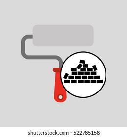 wall brick paint roller design vector illustration eps 10