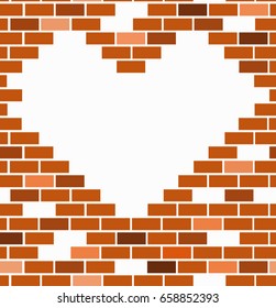 Wall of bricks and heart space background art vector