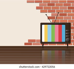 Wall of bricks and television space background art vector