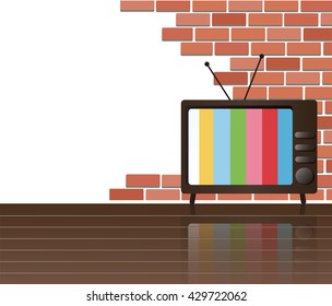 Wall of bricks and television space background art vector