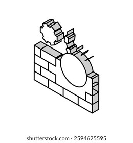 wall building construction dismantling isometric icon vector. wall building construction dismantling sign. isolated symbol illustration