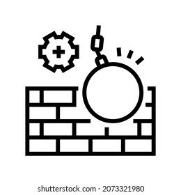 wall building construction dismantling line icon vector. wall building construction dismantling sign. isolated contour symbol black illustration