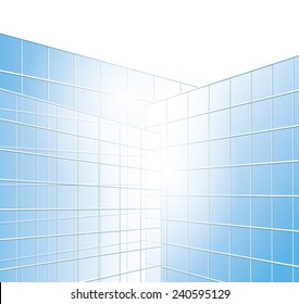 wall of buildings - blue windows - vector - eps 10