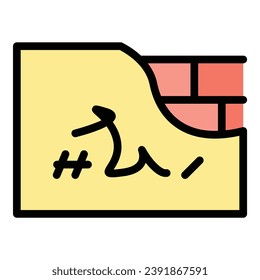 vector de contorno de icono dibujado por el matón de pared. Abuso estudiantil. Color del niño escolar
